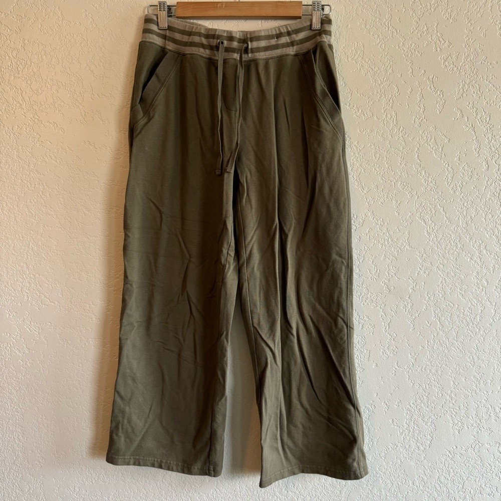 New York & Company Olive Wide-Leg Drawstring Pants